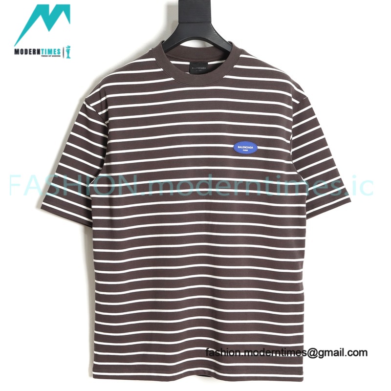 Balenciaga - Striped Silicone With Small Short Sleeve T-shirt