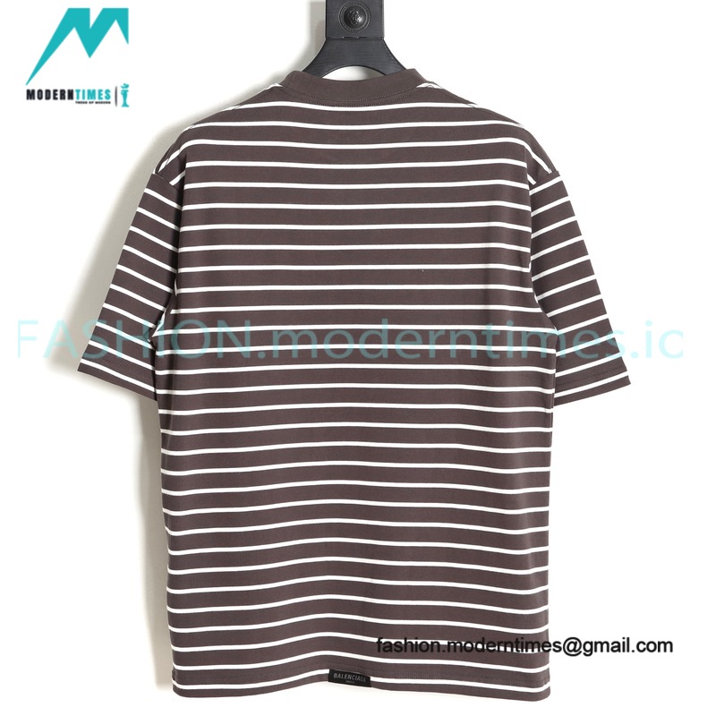 Balenciaga - Striped Silicone With Small Short Sleeve T-shirt