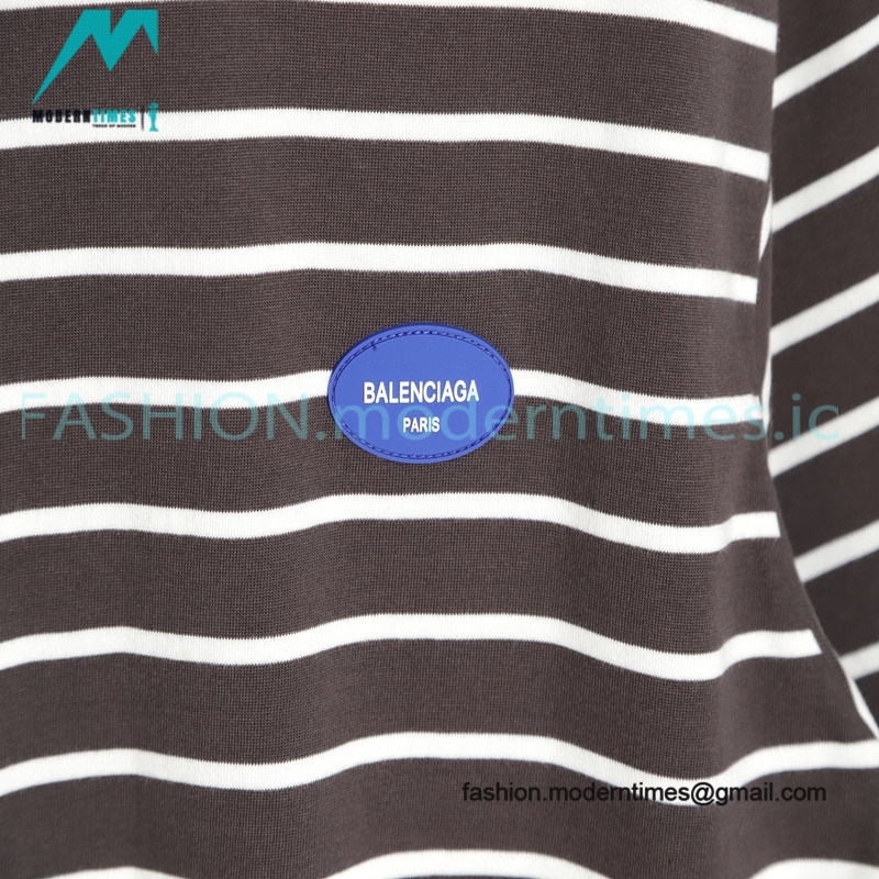 Balenciaga - Striped Silicone With Small Short Sleeve T-shirt
