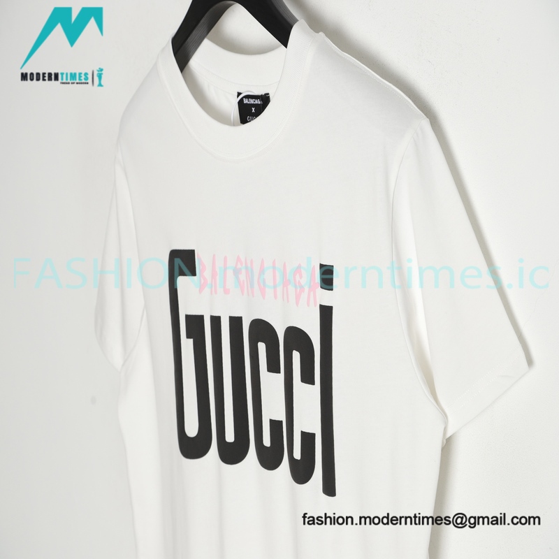 Balenciaga - Gucci Co-branded Letter Print Short Sleeve T-shirt
