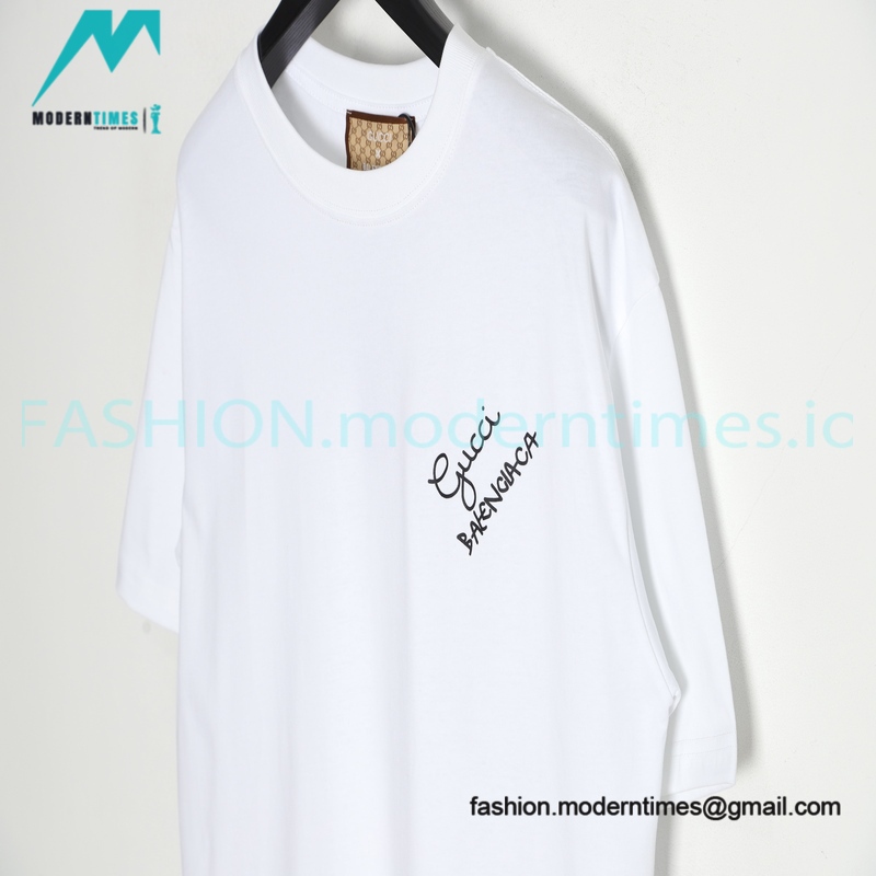 Balenciaga - Gucci 2023 Co-branded Color Gradient Logo Spring/Summer New T-shirt
