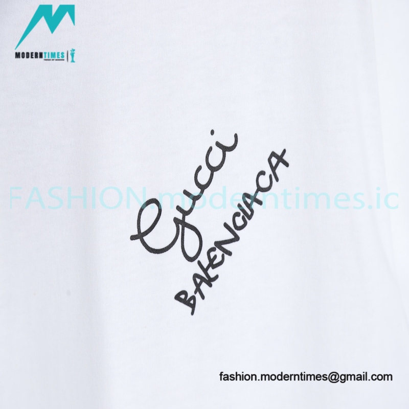 Balenciaga - Gucci 2023 Co-branded Color Gradient Logo Spring/Summer New T-shirt