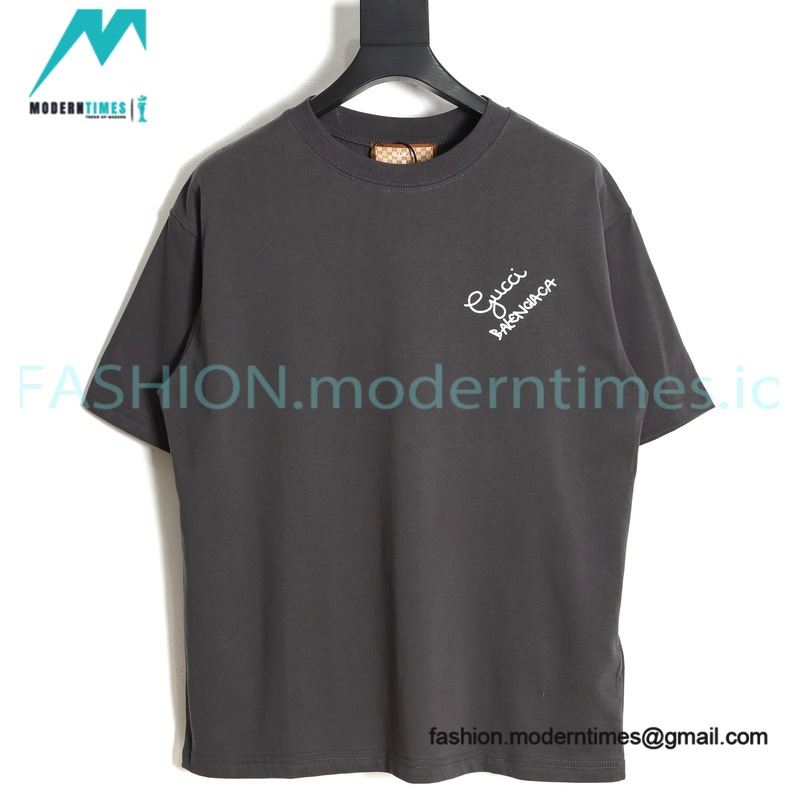 Balenciaga - Gucci 2023 Co-branded Color Gradient Logo Spring/Summer New T-shirt