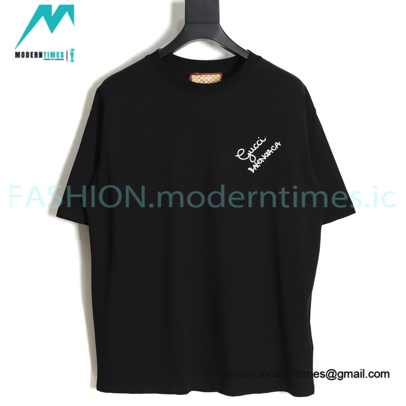 Balenciaga - Gucci 2023 Co-branded Color Gradient Logo Spring/Summer New T-shirt