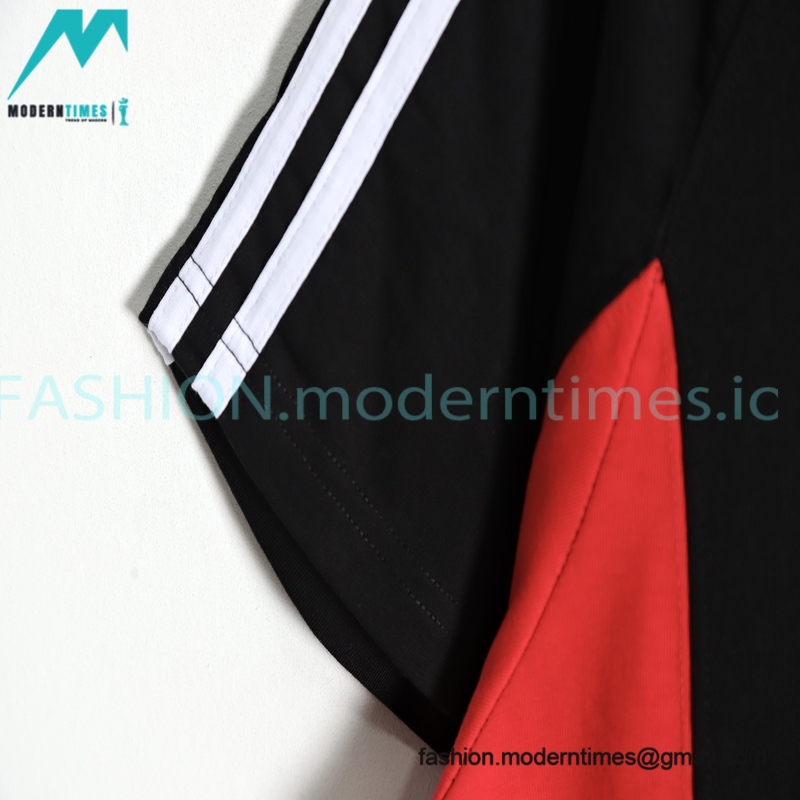 Balenciaga - Adidas Co-branded 23SS Black and Red Patchwork Short Sleeve T-shirt