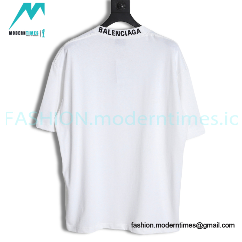 Balenciaga - 23SS Threaded Back Neck Embroidered Word Short Sleeve T-shirt