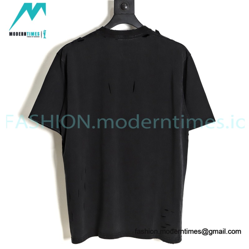 Balenciaga - 22SS Arc Type Letter Knife Cut Hole Short Sleeve T-shirt
