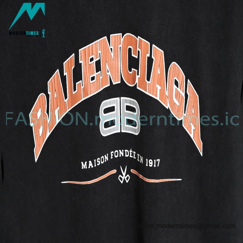 Balenciaga - 22SS Arc Type Letter Knife Cut Hole Short Sleeve T-shirt