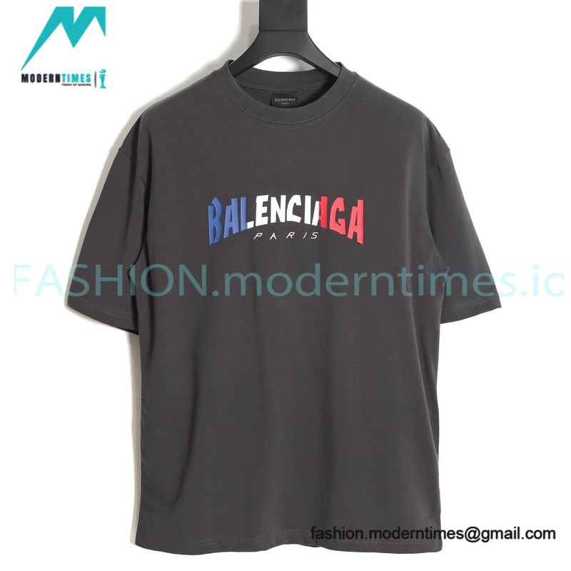 Balenciaga - Blue/White /Red Letter Print T-shirt