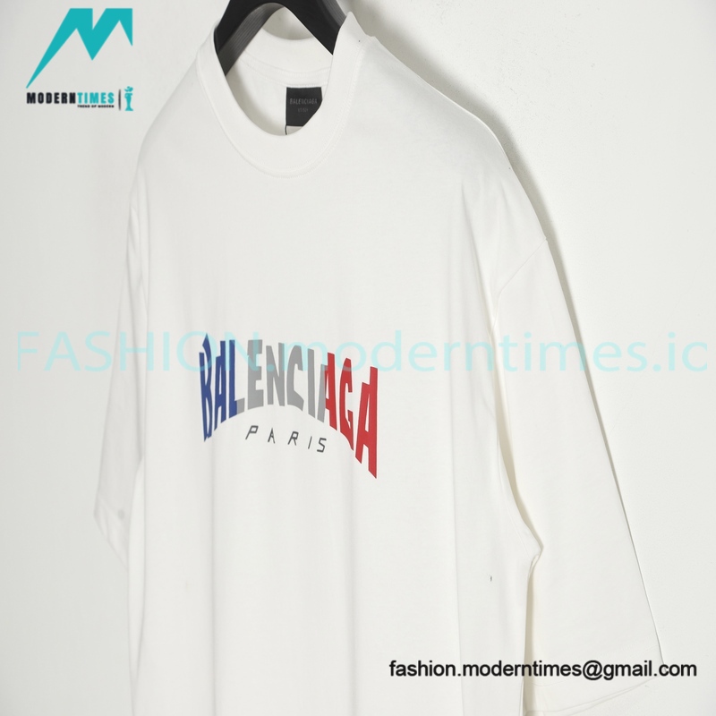 Balenciaga - Blue/White /Red Letter Print T-shirt