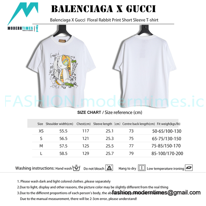 Balenciaga - Gucci  Floral Rabbit Print Short Sleeve T-shirt