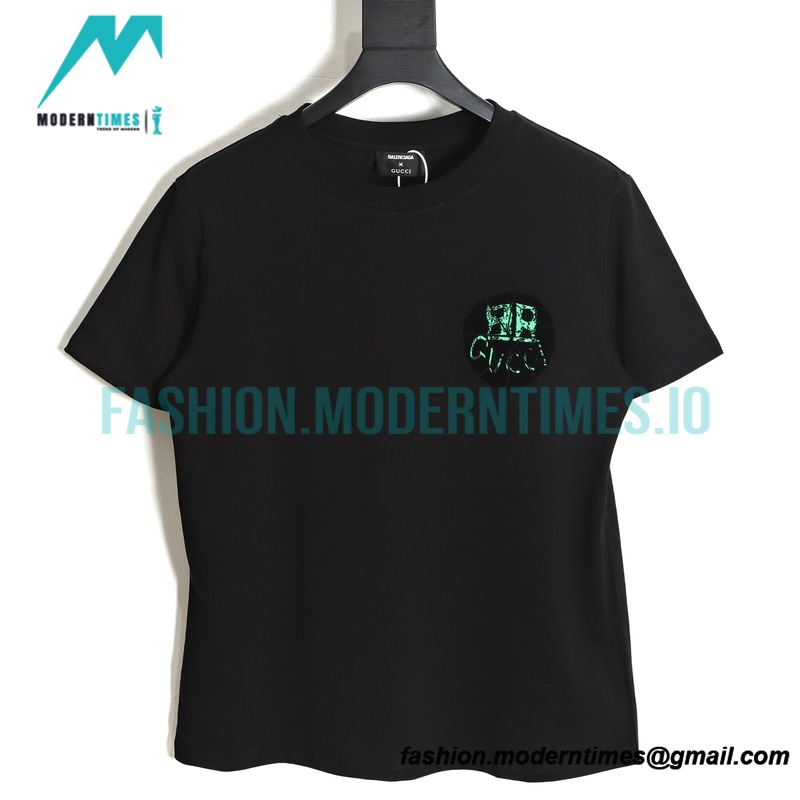 Balenciaga - Gucci Co-branded Style White/Green Graffiti Short Sleeve