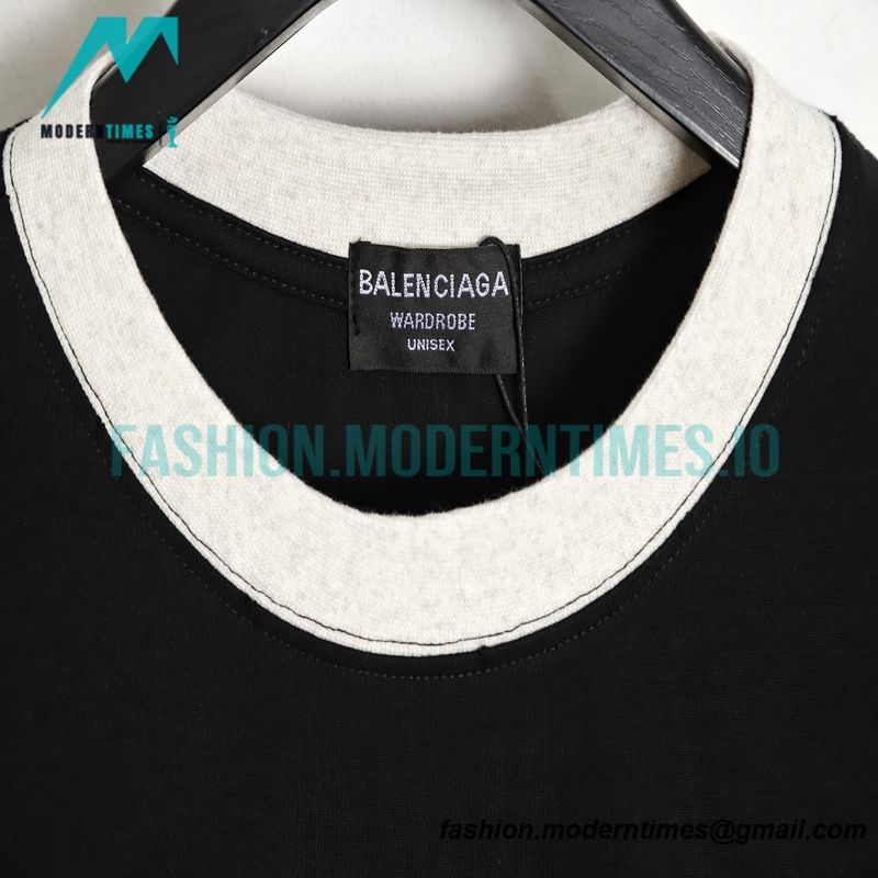 Balenciaga - Double Ring Embroidery Fake Two-piece Long Sleeve T-shirt