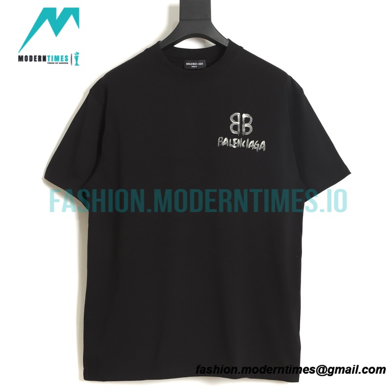 Balenciaga - 22SS Double B Hand Painted Luminous Collection Short Sleeve