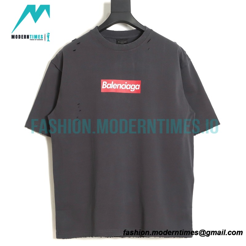 Balenciaga - Ripped Letter Print Short Sleeve T-shirt