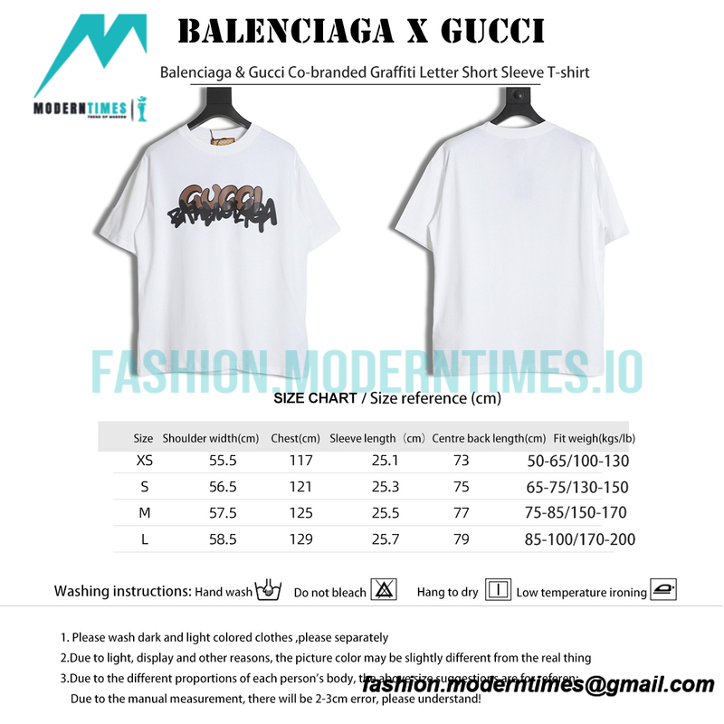 Balenciaga - Gucci Co-branded Graffiti Letter Short Sleeve T-shirt