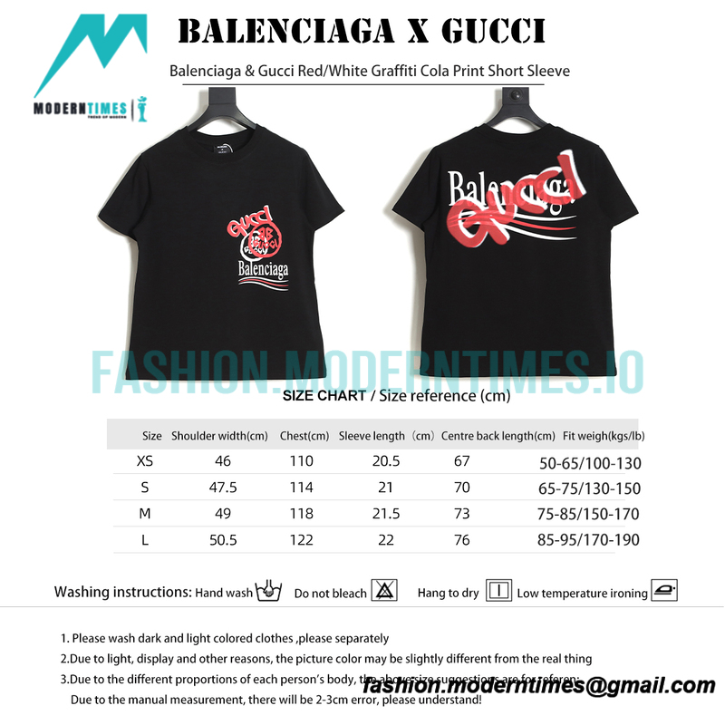 Balenciaga - Gucci Red-White Graffiti Cola Print Short Sleeve