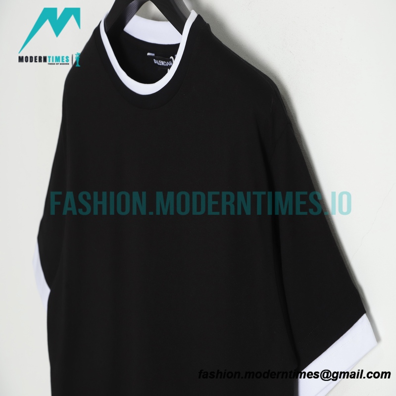 Balenciaga - 21ss Fake Two Piece Embroidered Logo Short Sleeve