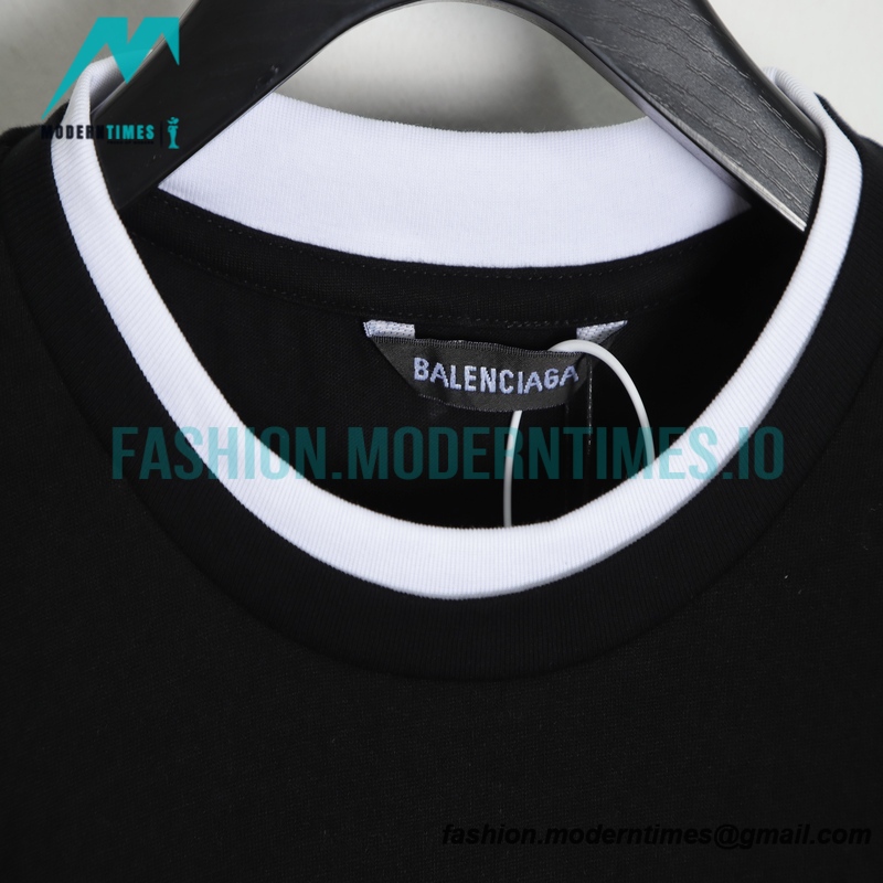 Balenciaga - 21ss Fake Two Piece Embroidered Logo Short Sleeve
