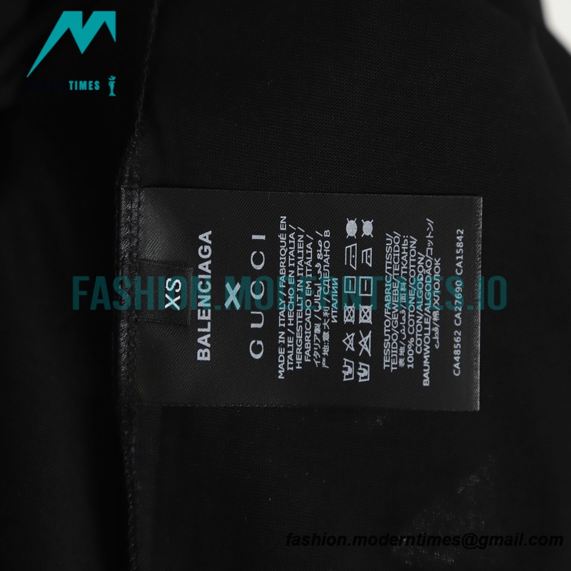  Balenciaga - Gucci Chest Embroidered Short Sleeve 