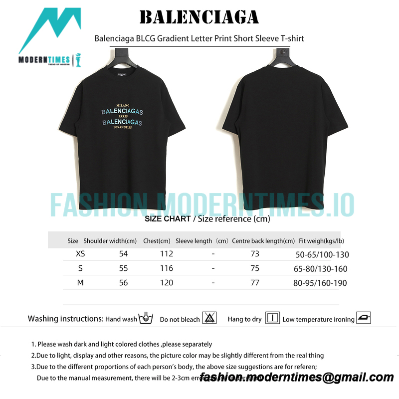 Balenciaga - Gradient Letter Print Short Sleeve T-shirt