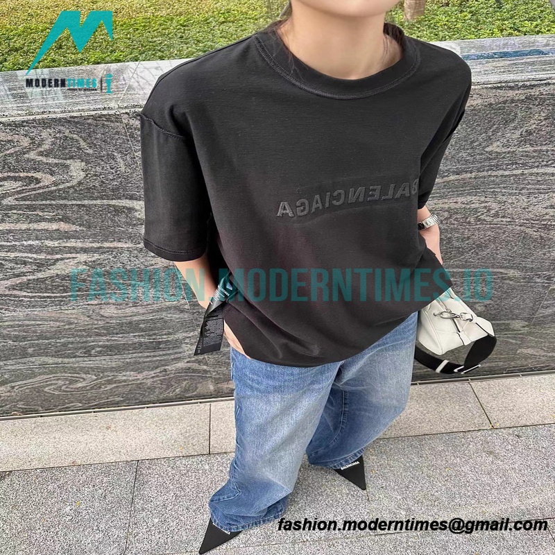 Balenciaga - 23ss Mirror Letter Embroidery Short Sleeve T-shirt