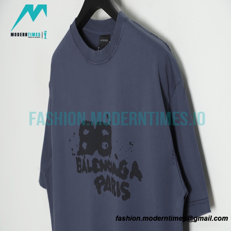 Balenciaga - 23SS Double B Splash Ink Short-sleeved T-shirt