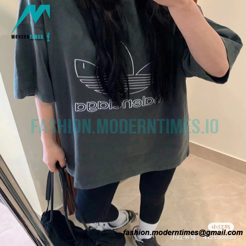 Balenciaga - Adidas Co-branded Clover Embroidered Short Sleeve T-shirt