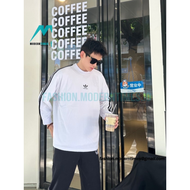 Balenciaga - Adidas 23FW Clover Co-branded  Webbing Long Sleeve T-shirt