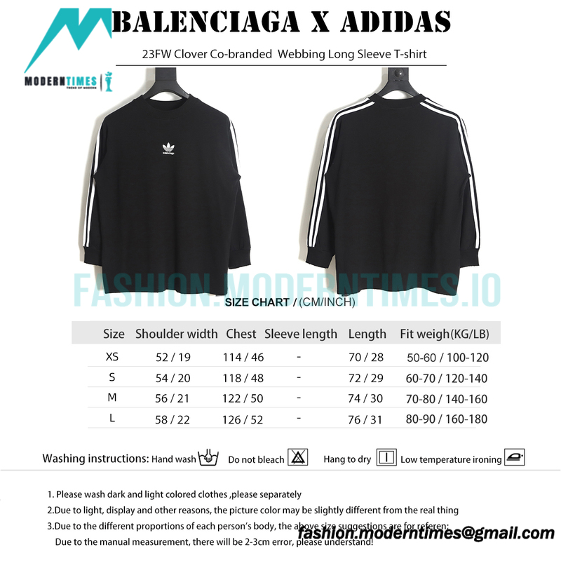 Balenciaga - Adidas 23FW Clover Co-branded  Webbing Long Sleeve T-shirt