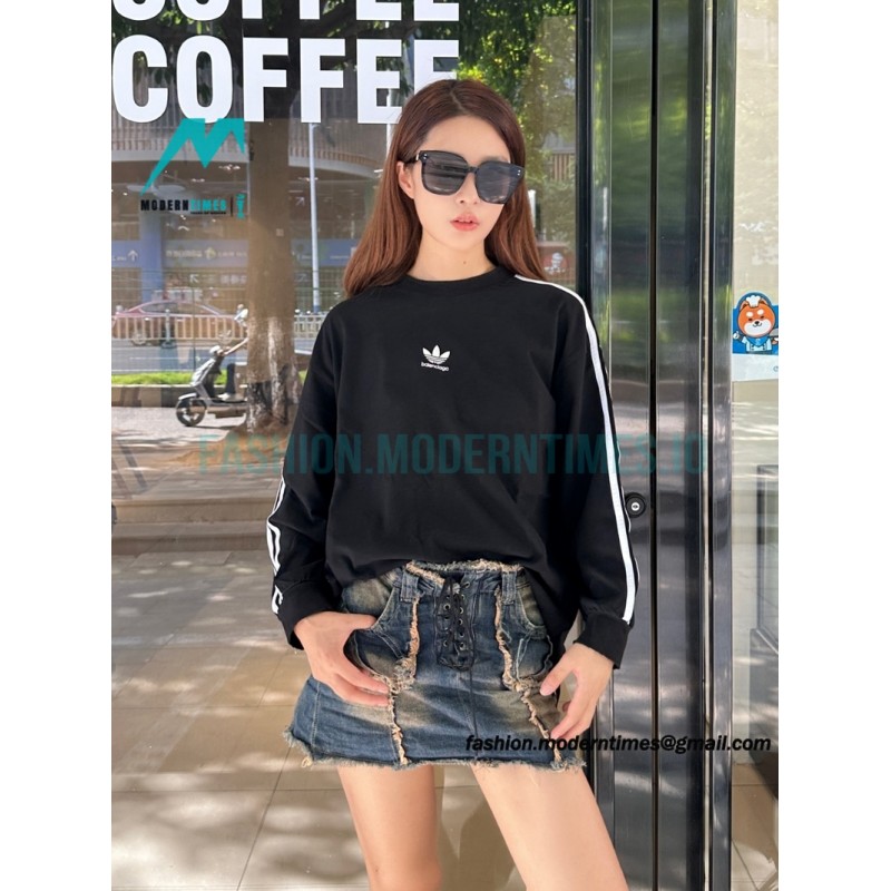 Balenciaga - Adidas 23FW Clover Co-branded  Webbing Long Sleeve T-shirt