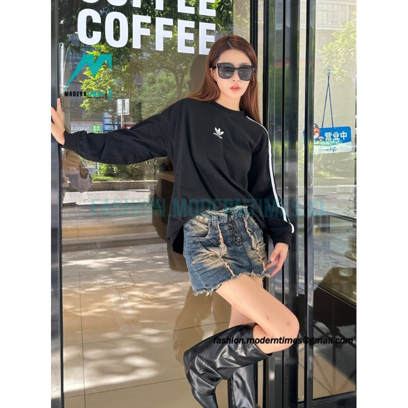 Balenciaga - Adidas 23FW Clover Co-branded  Webbing Long Sleeve T-shirt