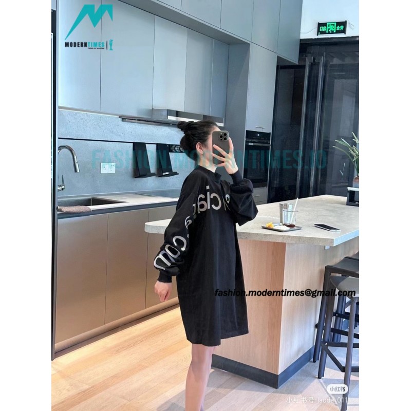 Balenciaga - 23Fw One-piece Seamless Embroidery Website Letter Embroidery Long Sleeve T-shirt