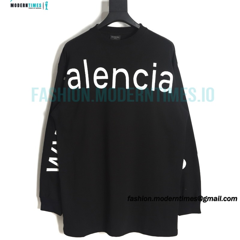 Balenciaga - 23Fw One-piece Seamless Embroidery Website Letter Embroidery Long Sleeve T-shirt