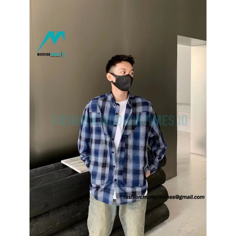Balenciaga - Washed Willow Nail Plaid Long-sleeved Shirt