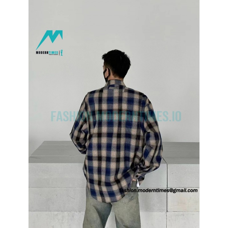 Balenciaga - Washed Willow Nail Plaid Long-sleeved Shirt