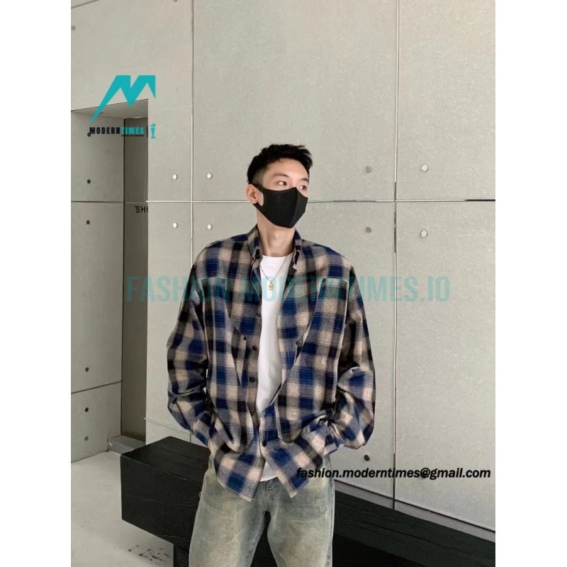 Balenciaga - Washed Willow Nail Plaid Long-sleeved Shirt