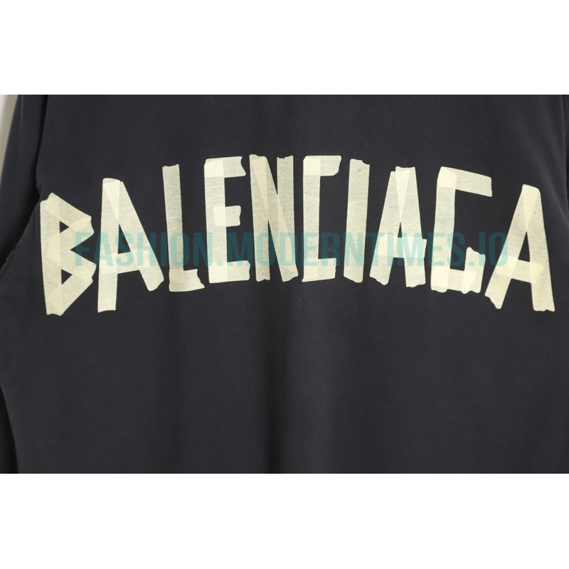 Balenciaga - 23FW Large Label Double B Crack Printed Long Sleeve T-shirt