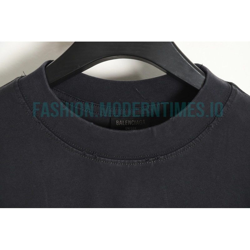 Balenciaga - 23FW Large Label Double B Crack Printed Long Sleeve T-shirt