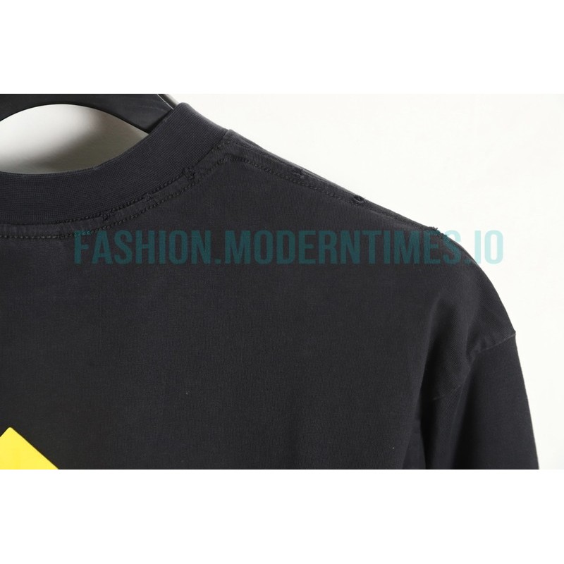 Balenciaga - 23FW Large Label Double B Crack Printed Long Sleeve T-shirt