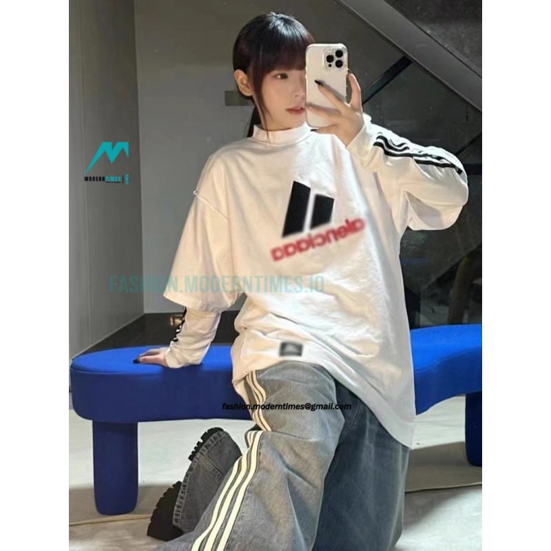 Balenciaga - Adidas Co-branded 22Fw Embroidery Fake Two Long Sleeves