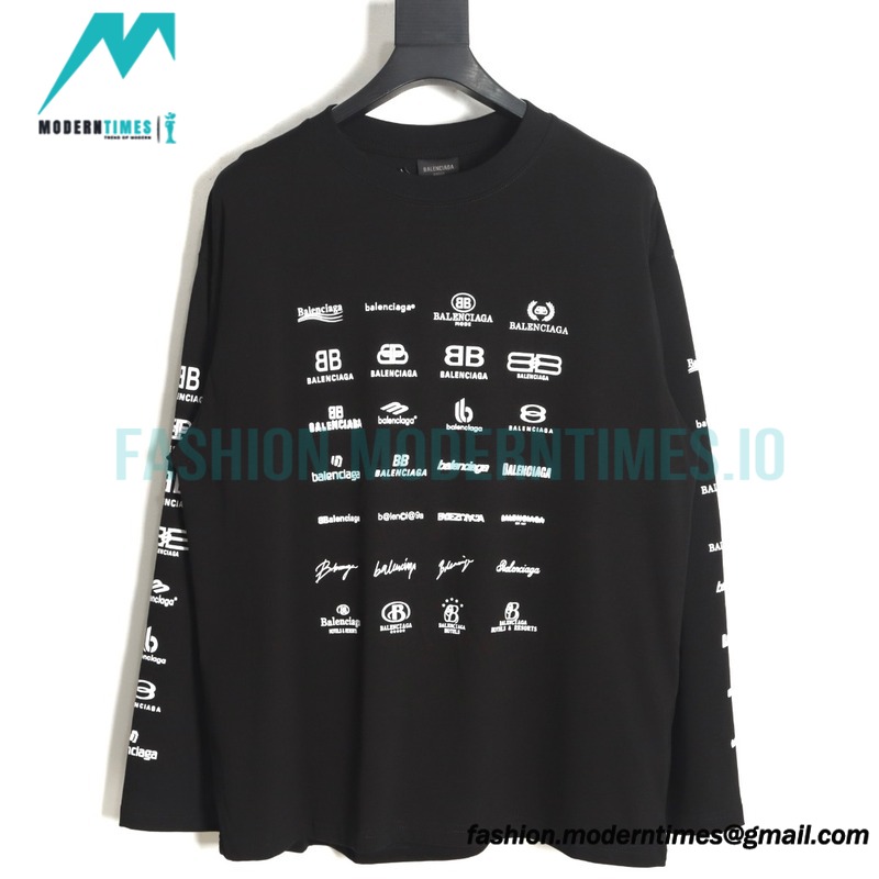 Balenciaga - Long-sleeved T-shirts Covered In Classic Logos