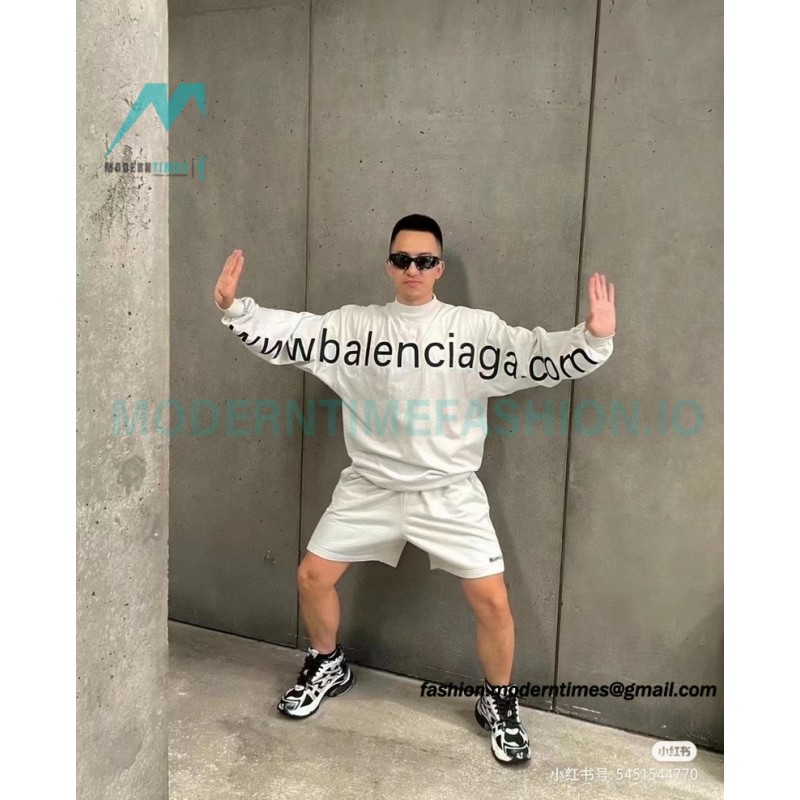 Balenciaga - 23Fw One-piece Seamless Embroidery Website Long Sleeve T-shirt