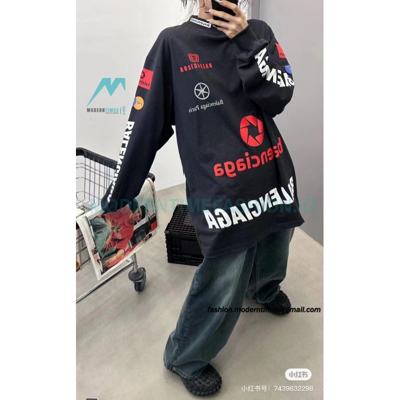 Balenciaga - 23SS Multi-element Print Full Label Long T-shirt
