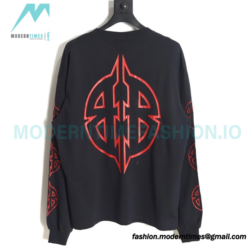 Balenciaga - 23FW Large Label Double B Crack Printed Long Sleeve T-shirt