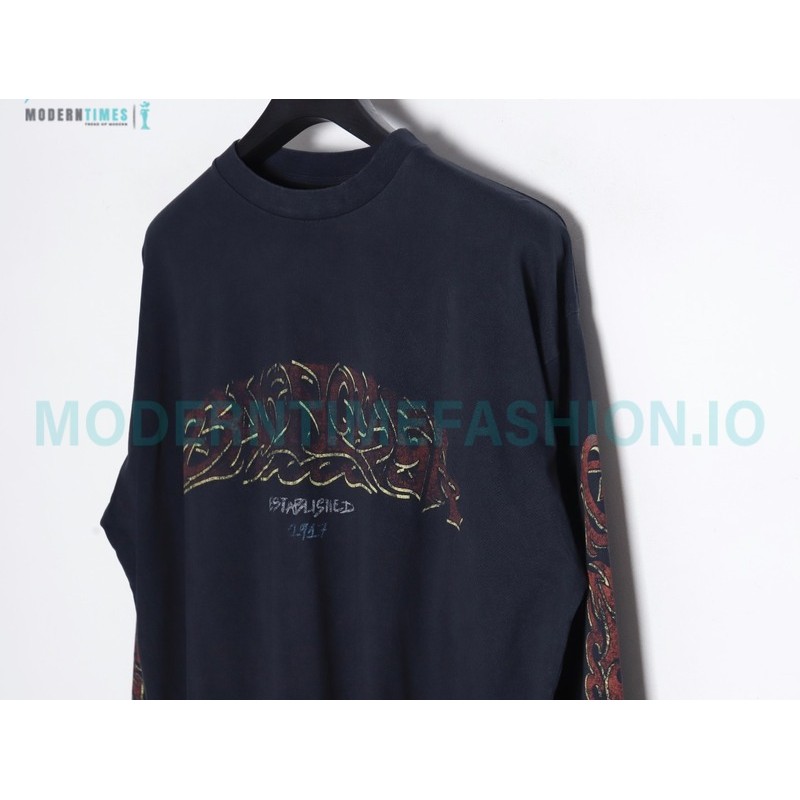  Balenciaga - Flame Letter Round Neck Long Sleeve T-shirt