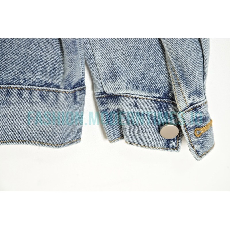 Comme Des Garcons - Denim Jacket With Big Hearts In Red