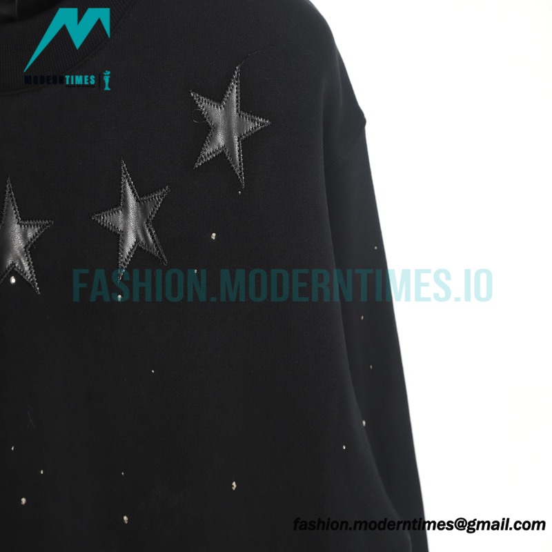 Chrome Hearts - 23FW Leather Star Ironed Diamond Crew-neck Hoodie