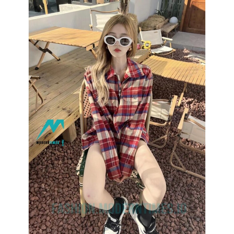 Chrome Hearts - Flannel Plaid Half-zip Shirt