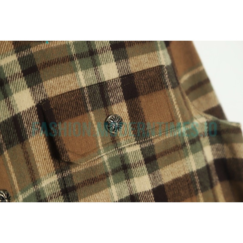 Chrome Hearts - Flannel Plaid Half-zip Shirt